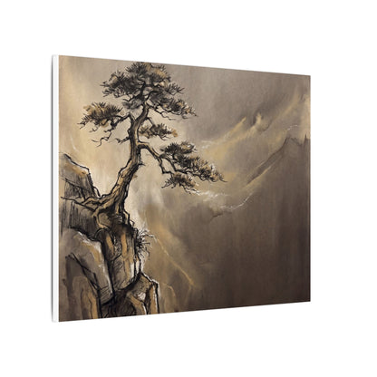 Pine Tree Charcoal Ink Canvas Art | Luxurious Dark Japandi Art