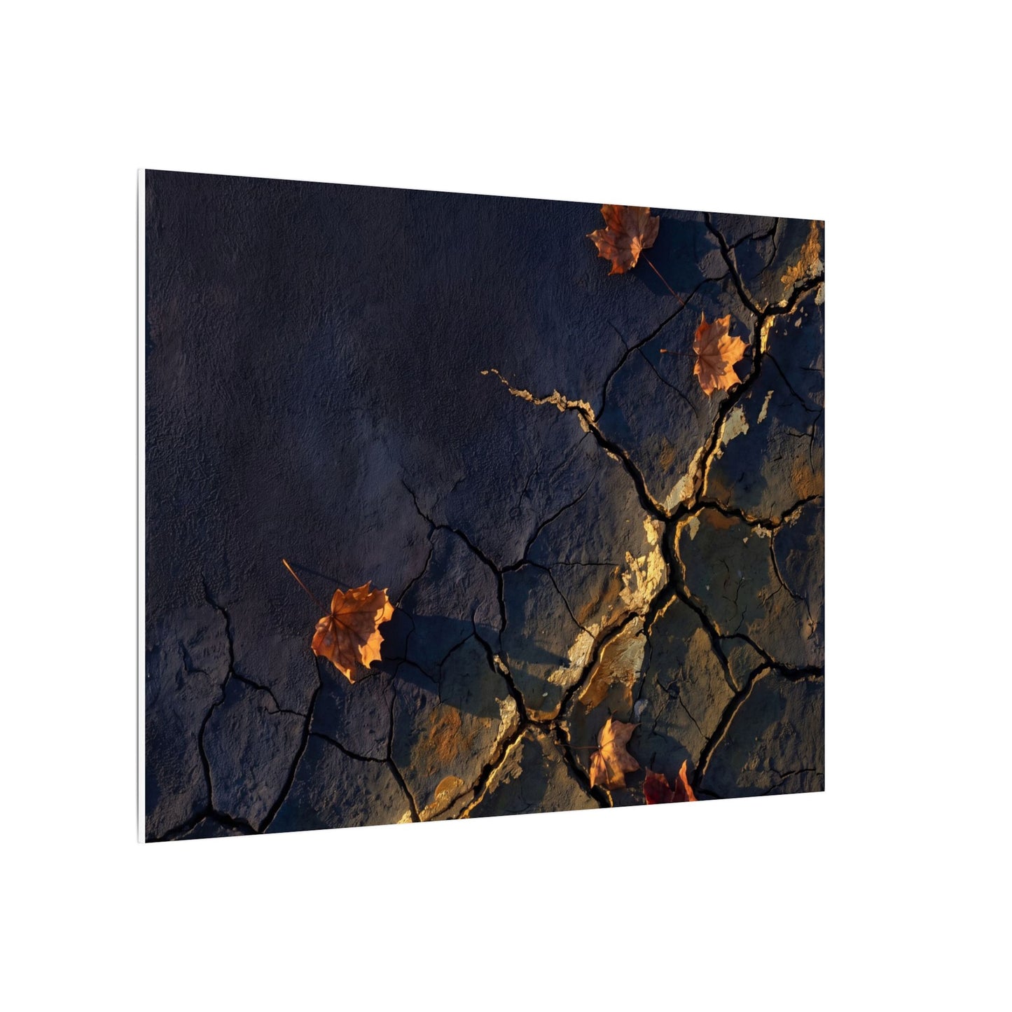 Cracked Earth Canvas Art | Autumn Dark Japandi Dark Texture Art