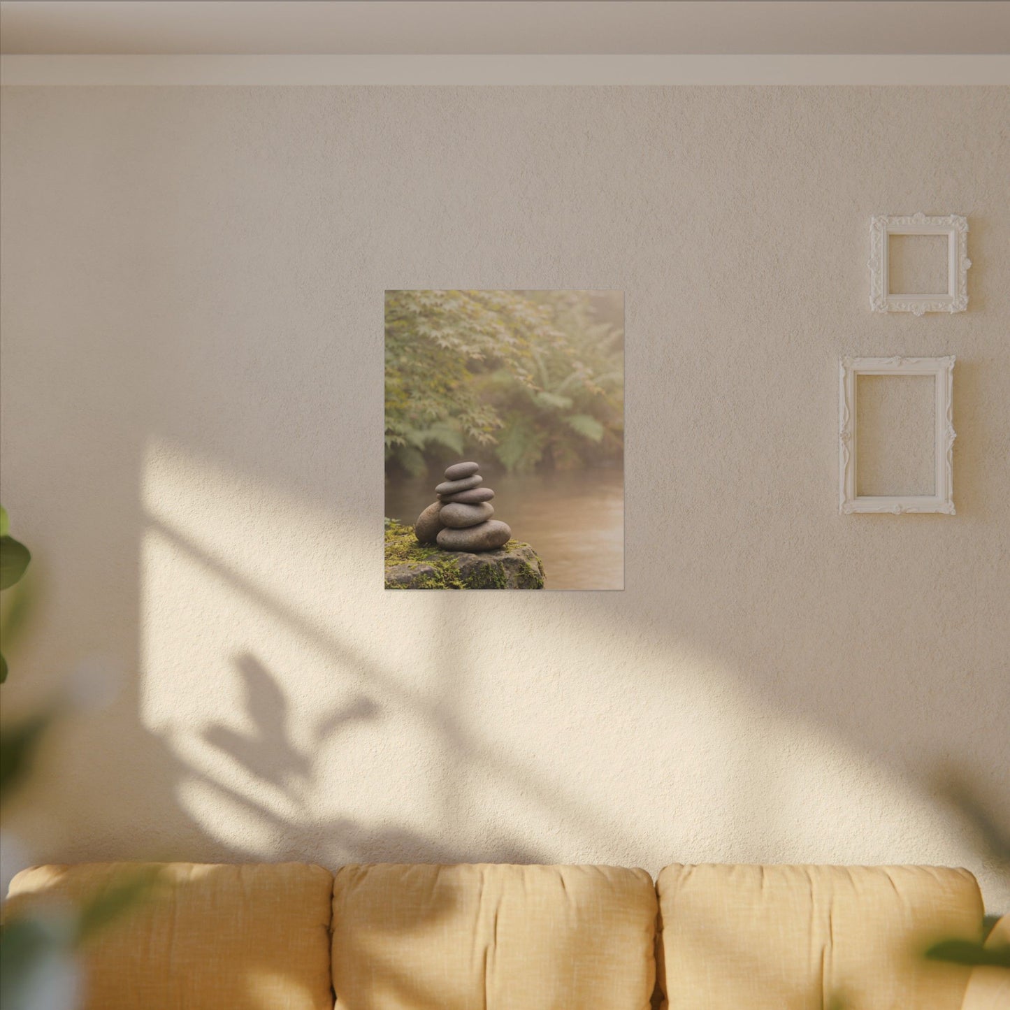 Cozy River Stones Canvas Art - Japanese Pattern Japandi