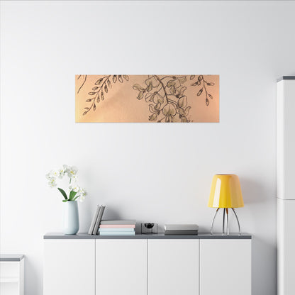 Japandi Wisteria in Candlelight | Minimal Line Canvas Art