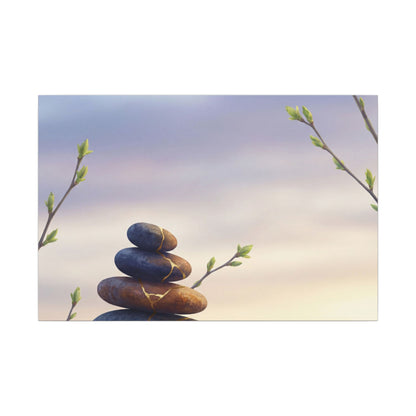 Spring River Stones Gold Vein Canvas Art | Philosophical Decor Art Print