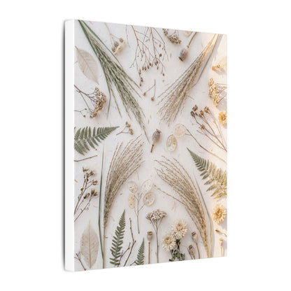 Elegant Dried Flowers Canvas Art - Japanese Pattern Japandi