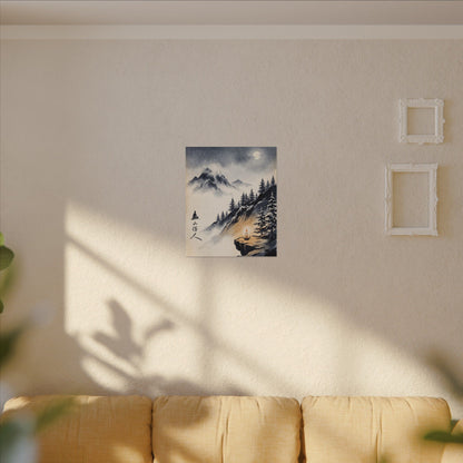 Mountain Mist Canvas Art | Winter Zen Ukiyo E Inspired Art