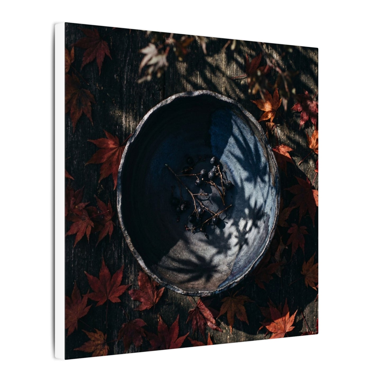 Autumn Ceramic Bowl Shadow Zen Canvas Art | Bold Decor