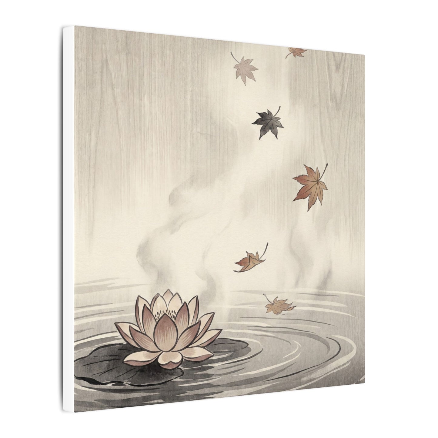Lotus Flower Canvas Art | Autumn Zen Ukiyo E Inspired Art