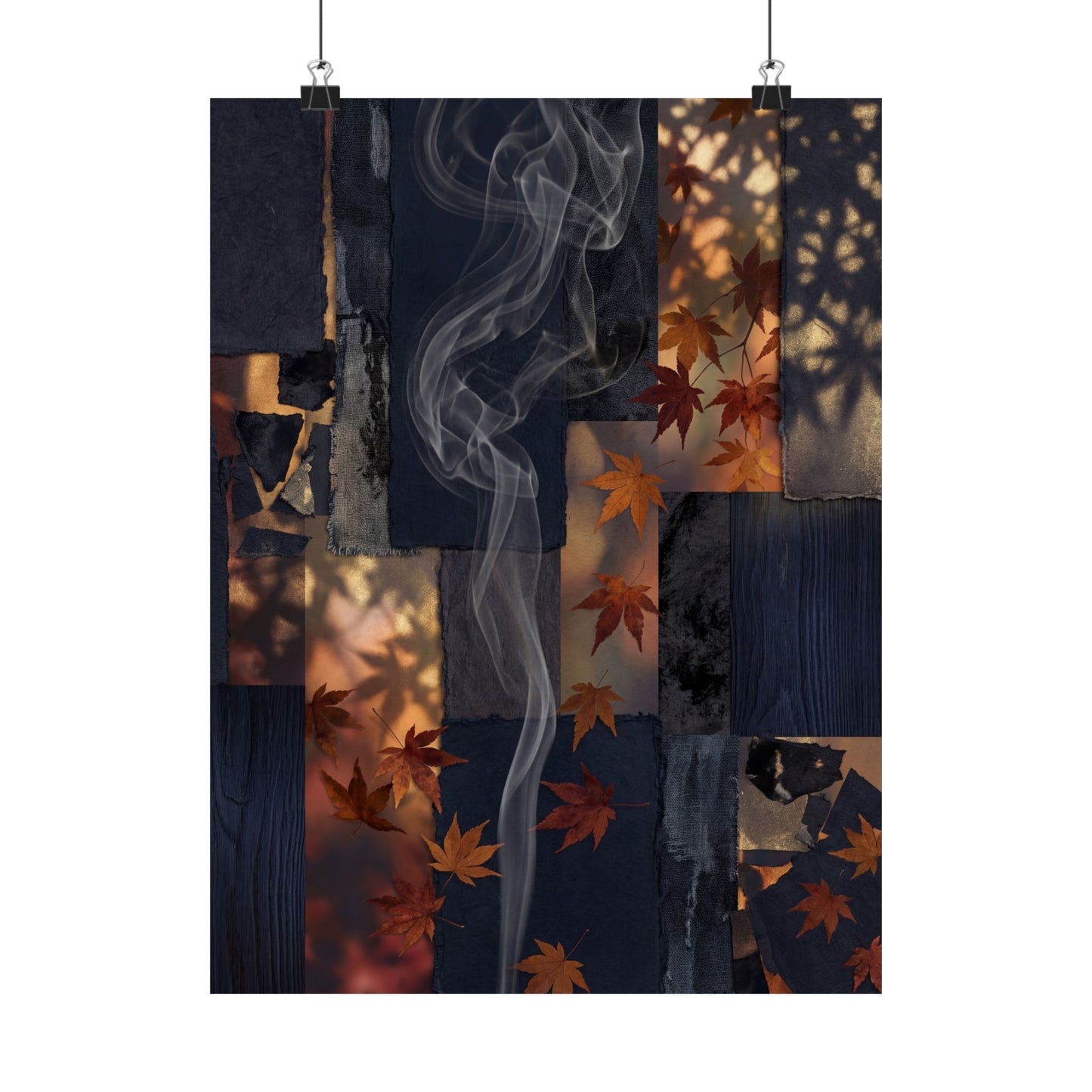 Dappled Incense Smoke Wall Art Print - Dark Japandi Seijaku Art Print