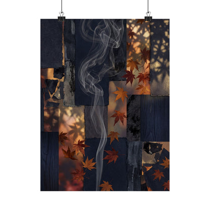 Dappled Incense Smoke Wall Art Print - Dark Japandi Seijaku Art Print