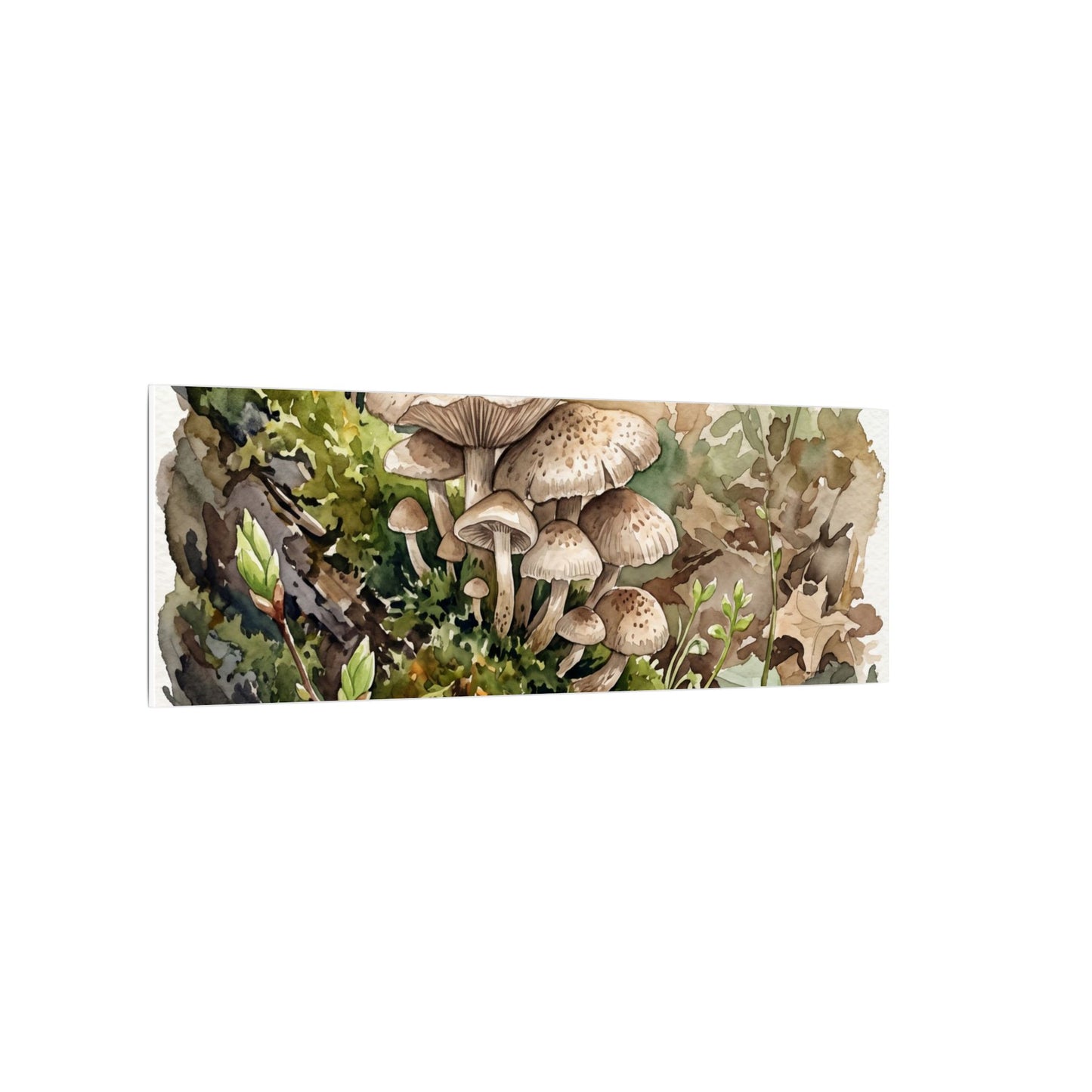 Wild Mushrooms Canvas Art | Spring Japandi Watercolor Art