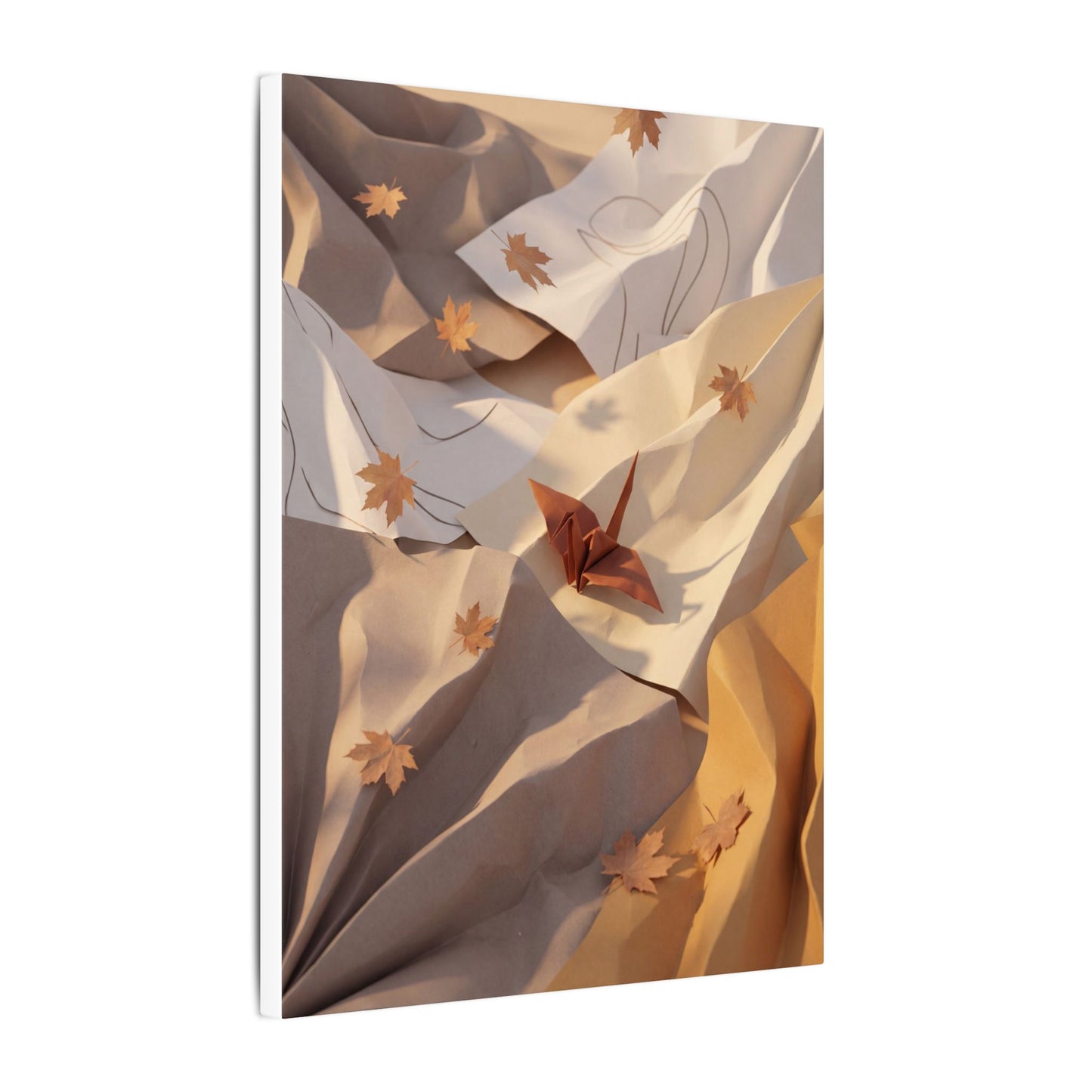 Autumn Paper Fold Minimal Line Canvas Art | Cozy Decor
