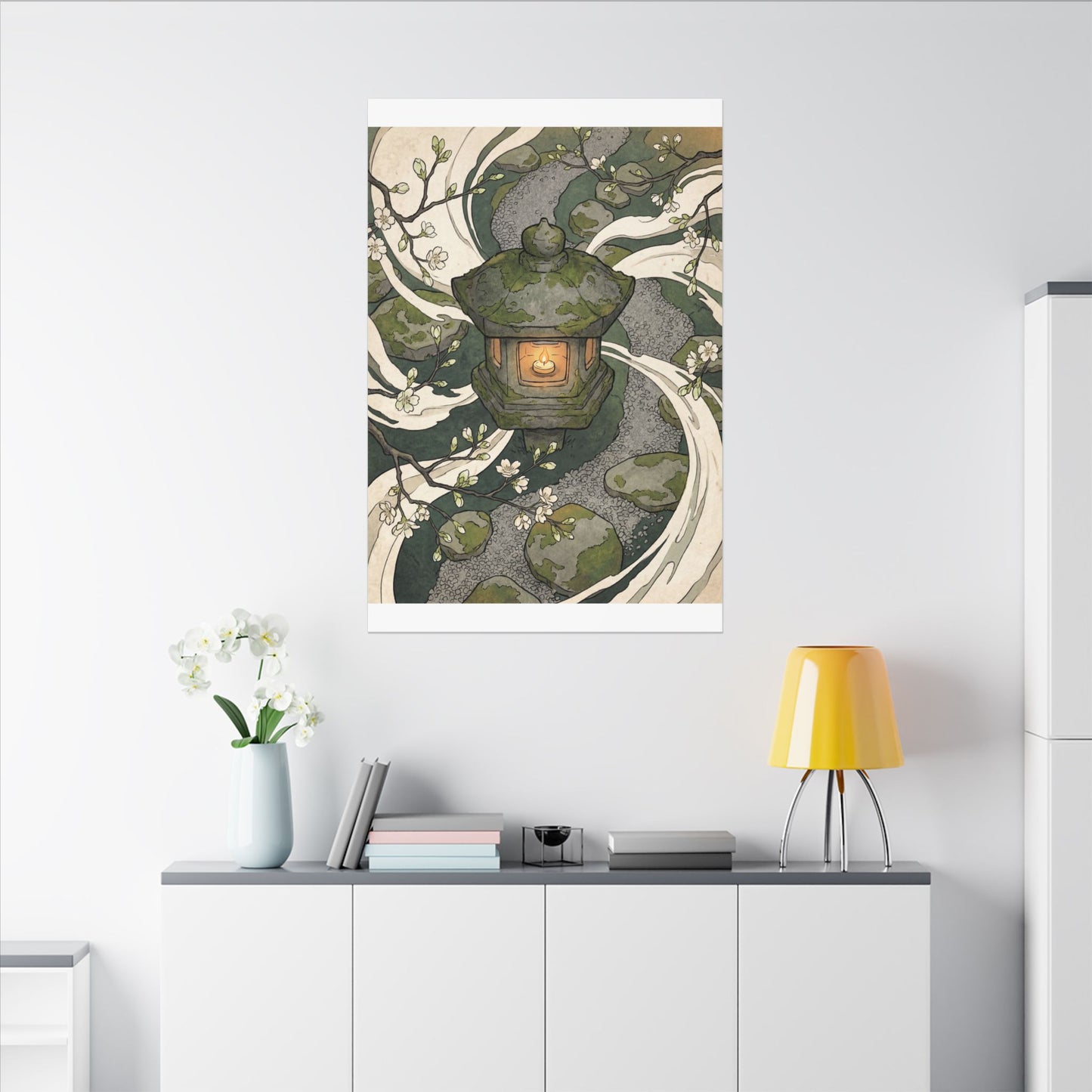Zen Stone Lantern in Candlelight | Ukiyo E Inspired Canvas Art
