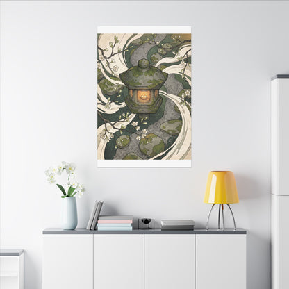 Zen Stone Lantern in Candlelight | Ukiyo E Inspired Canvas Art