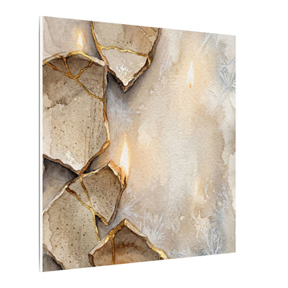 Broken Pottery Winter Canvas Art | Japandi Warm Design