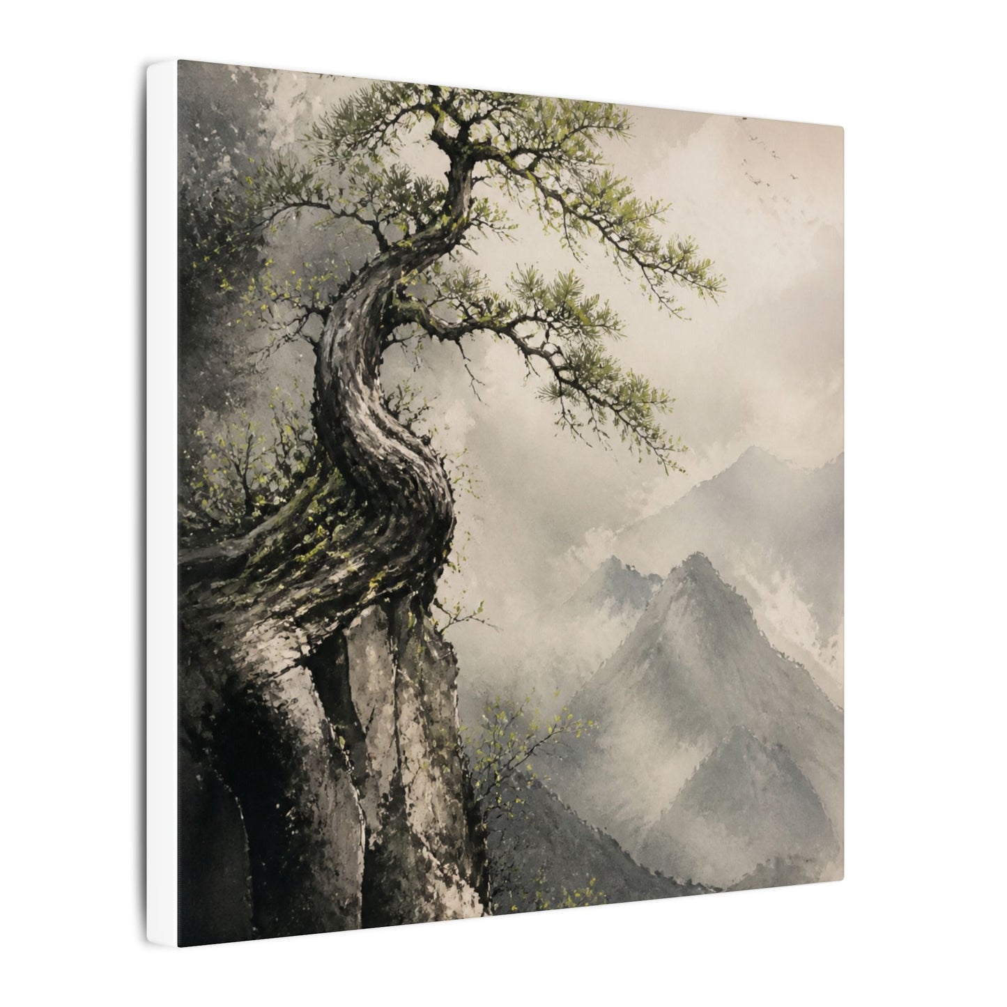 Spring Pine Tree Watercolor Canvas Art | Warm Decor