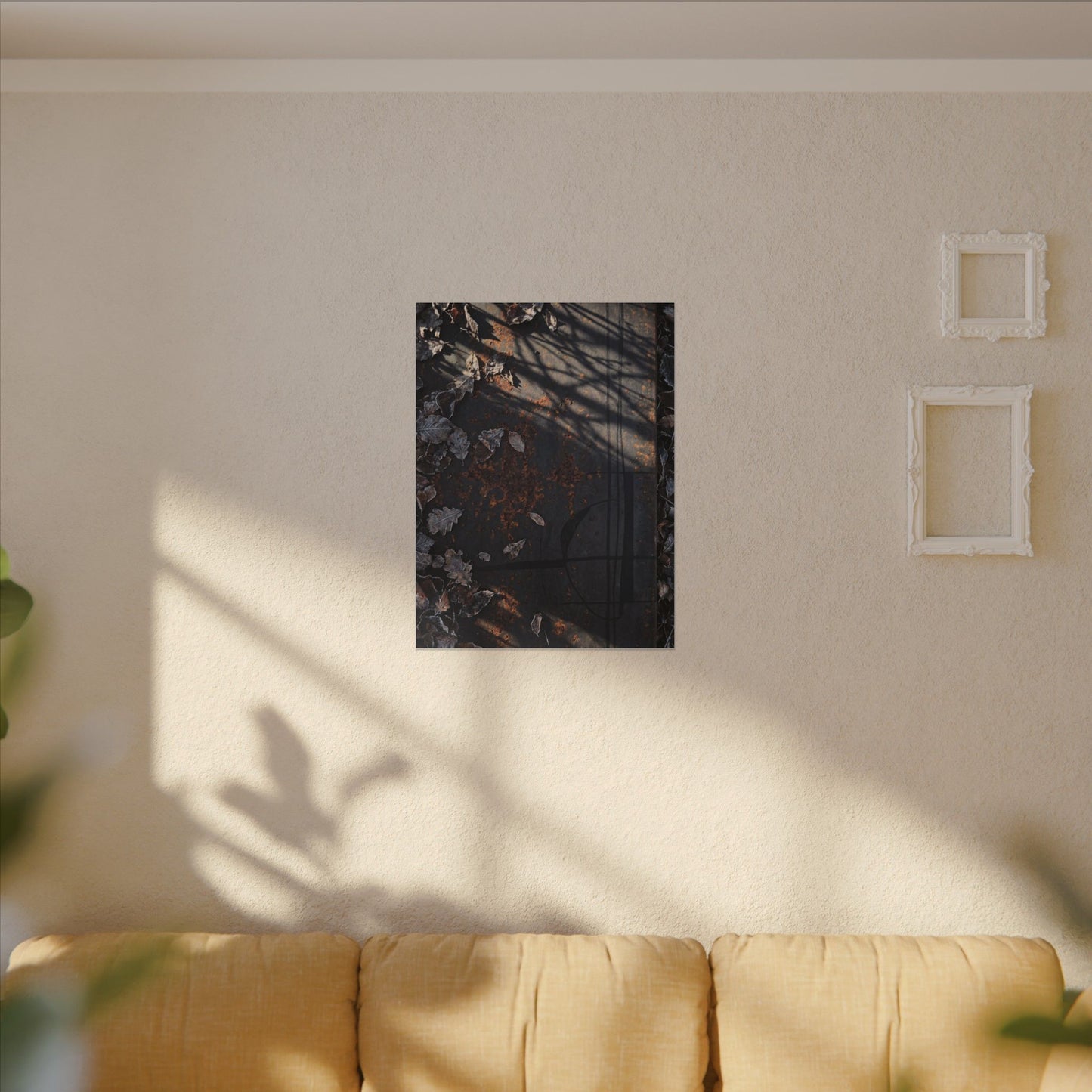 Shibui Rust Patina Canvas Art - Dark Japandi Charcoal Ink