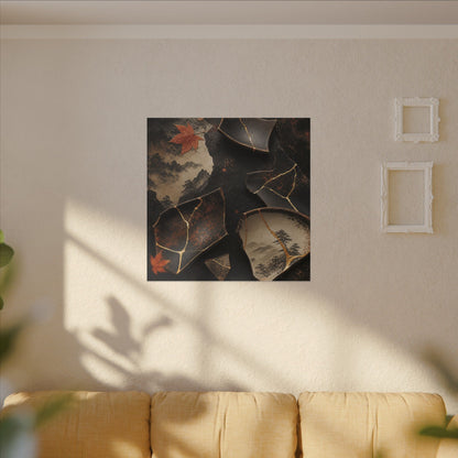 Broken Pottery Gold Vein Canvas Art | Philosophical Kintsugi Art