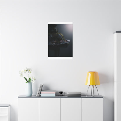 Stone Lantern Moody Minimal Canvas Art | Sophisticated Dark Japandi Art