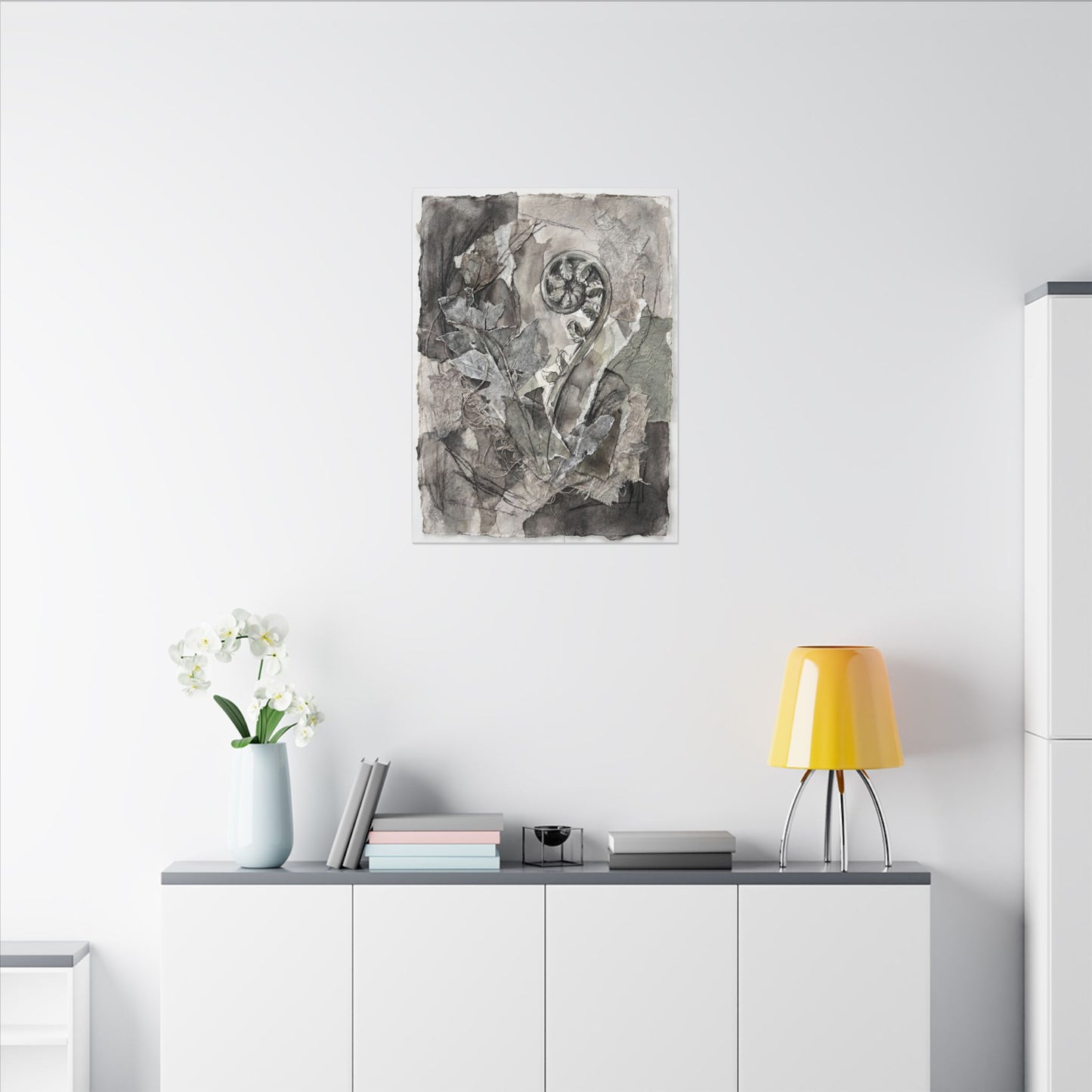 Japandi Fern Unfurling in Overcast | Texture Canvas Art