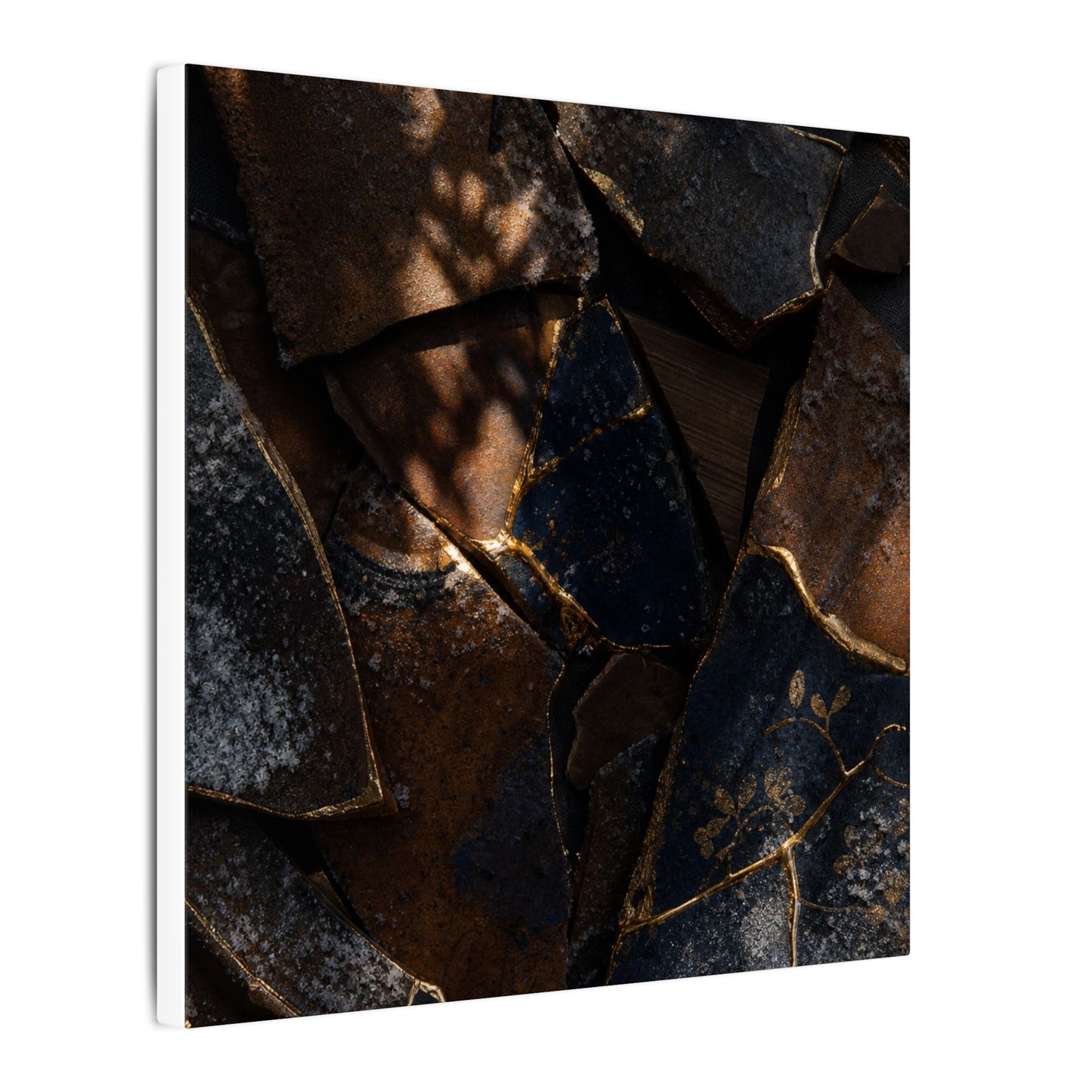 Fukinsei Broken Pottery Canvas Art - Dark Japandi Dark Texture