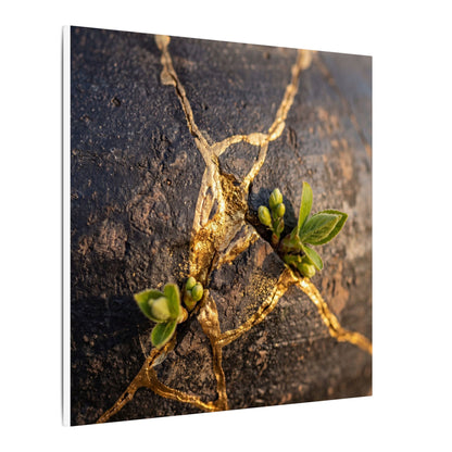 Rust Patina Gold Repair Canvas Art | Resilient Kintsugi Art