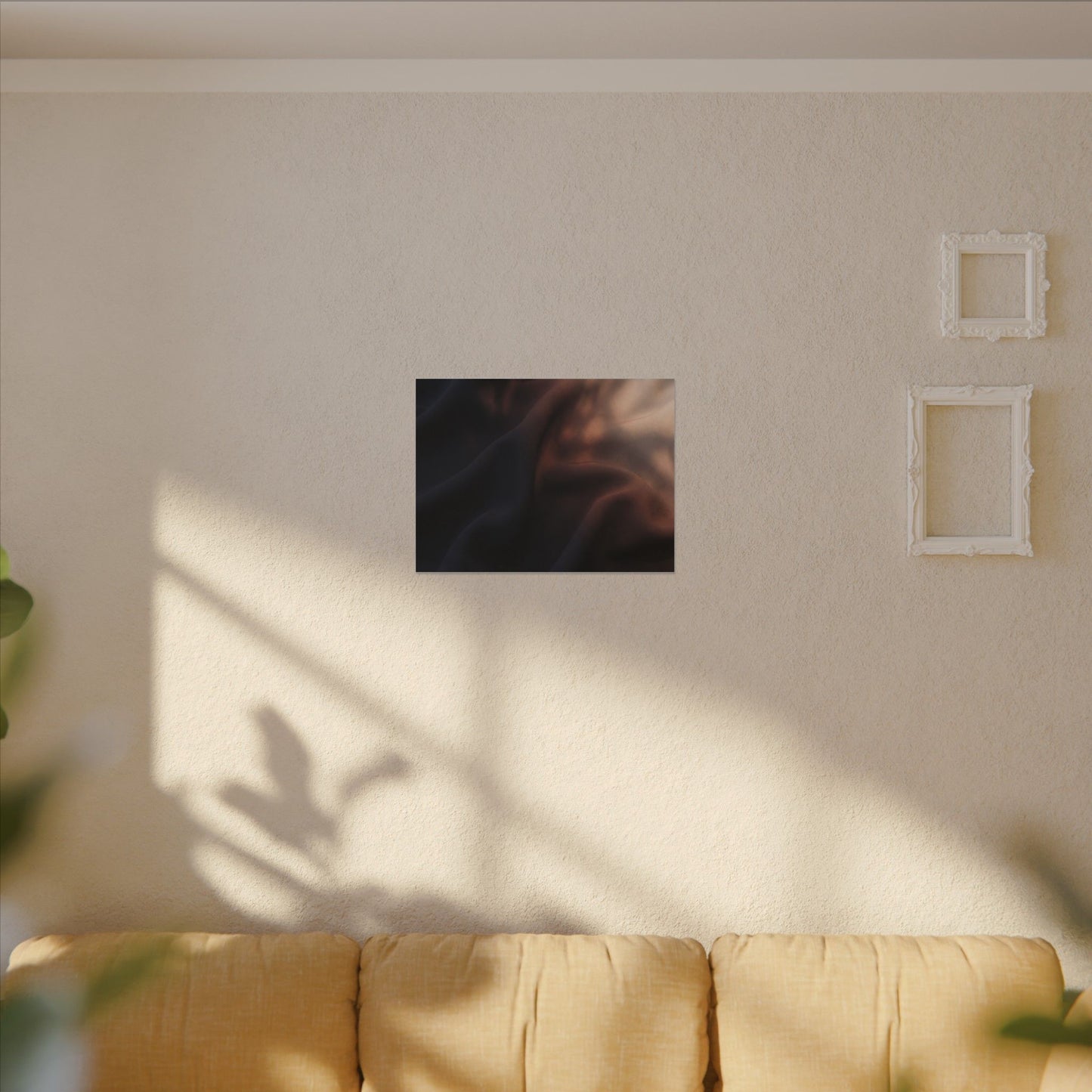 Dark Japandi Silk Drape in Dawn | Shadow Zen Canvas Art
