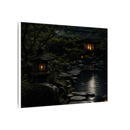 Moonlit Garden Shadow Zen Canvas Art | Sophisticated Dark Japandi Art