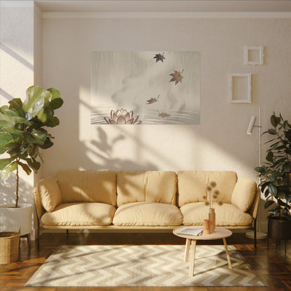Lotus Flower Canvas Art | Autumn Zen Ukiyo E Inspired Art