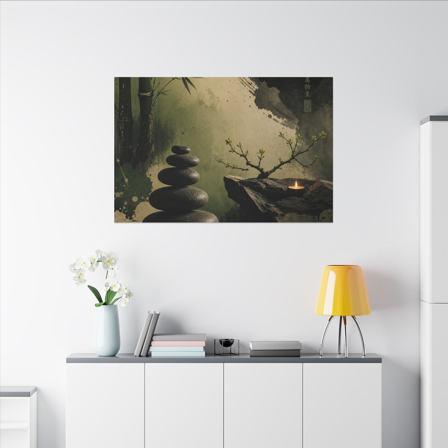 River Stones Spring Canvas Art | Zen Contemplative Design