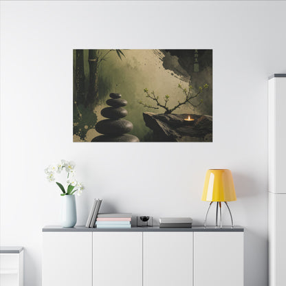 River Stones Spring Canvas Art | Zen Contemplative Design