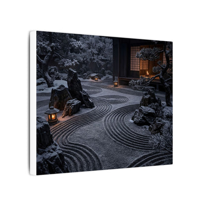 Candlelight Rock Garden Canvas Art - Dark Japandi Fukinsei