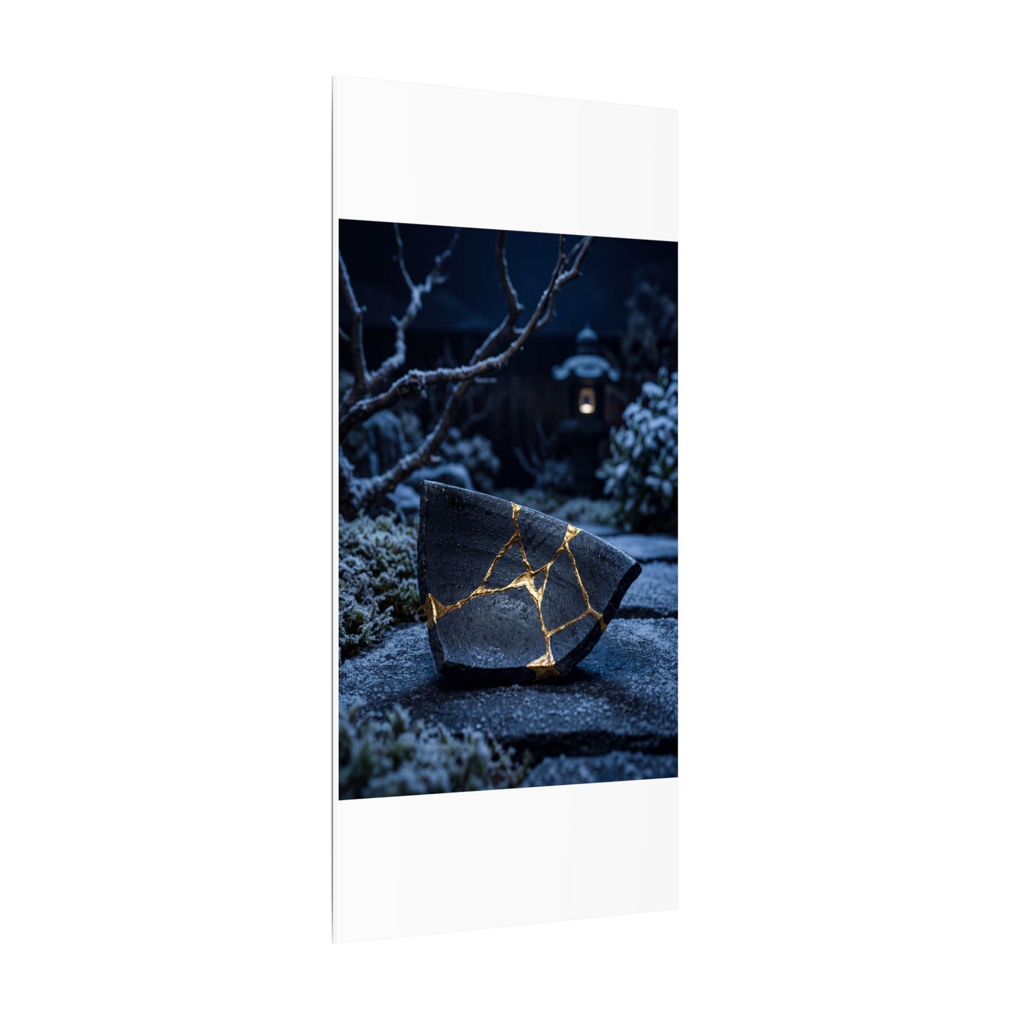 Moonlit Garden Winter Canvas Art | Kintsugi Artful Design