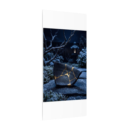 Moonlit Garden Winter Canvas Art | Kintsugi Artful Design