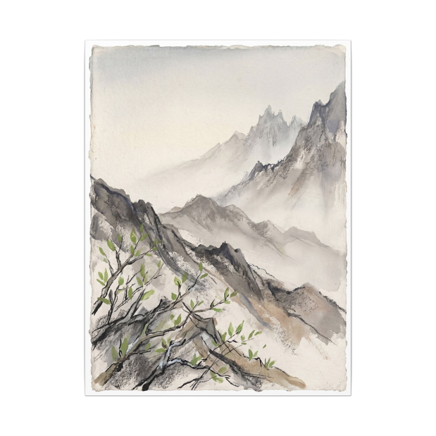 Spring Mountain Mist Texture Canvas Art | Warm Decor