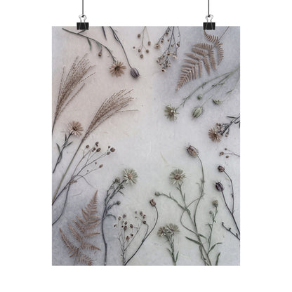 Earthy Dried Flowers Wall Art Print - Japanese Pattern Japandi