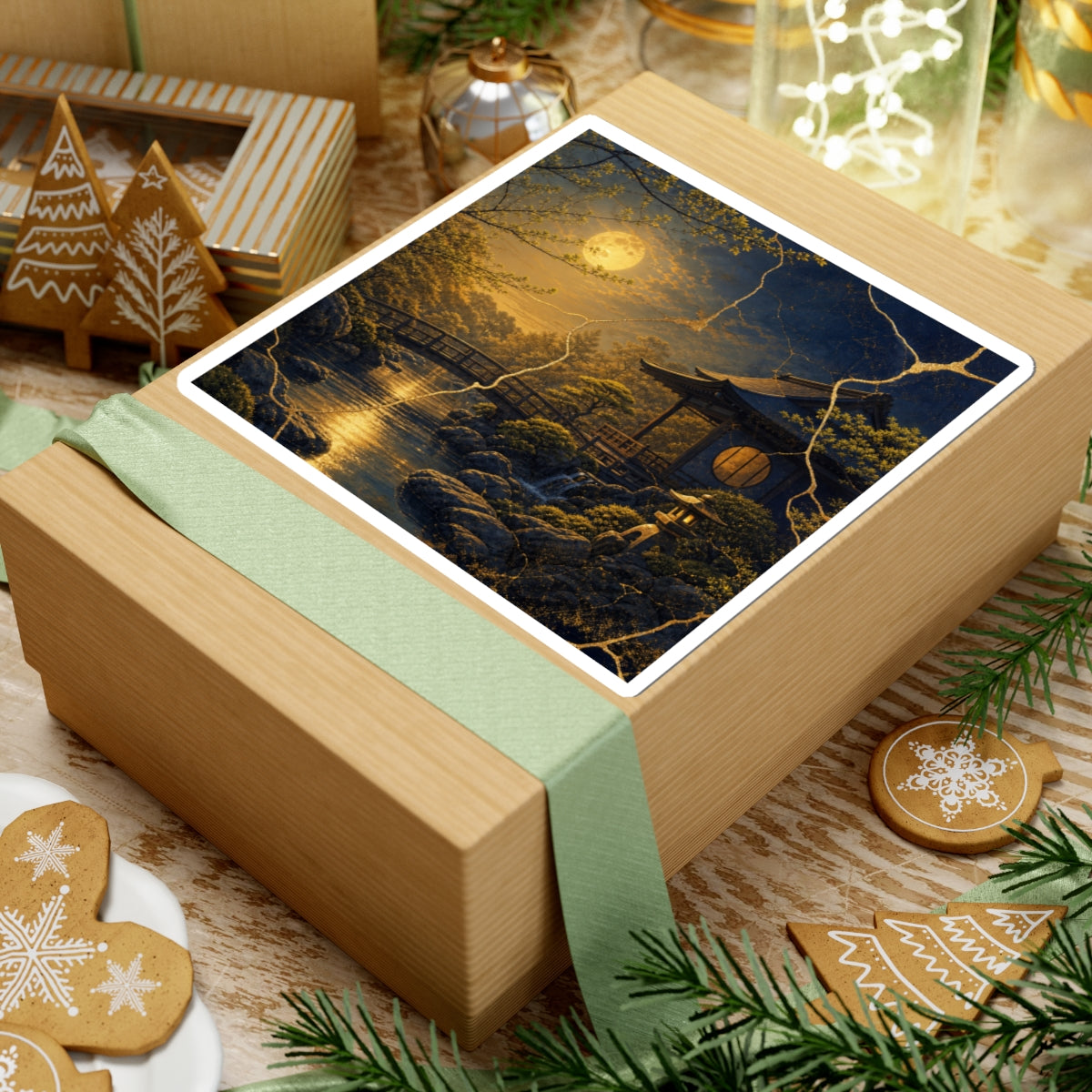Moonlit Garden Sticker | Spring Kintsugi Gold Vein Art