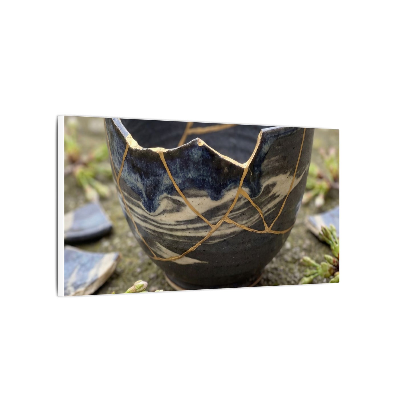 Datsuzoku Ceramic Bowl Canvas Art - Kintsugi Gold Repair