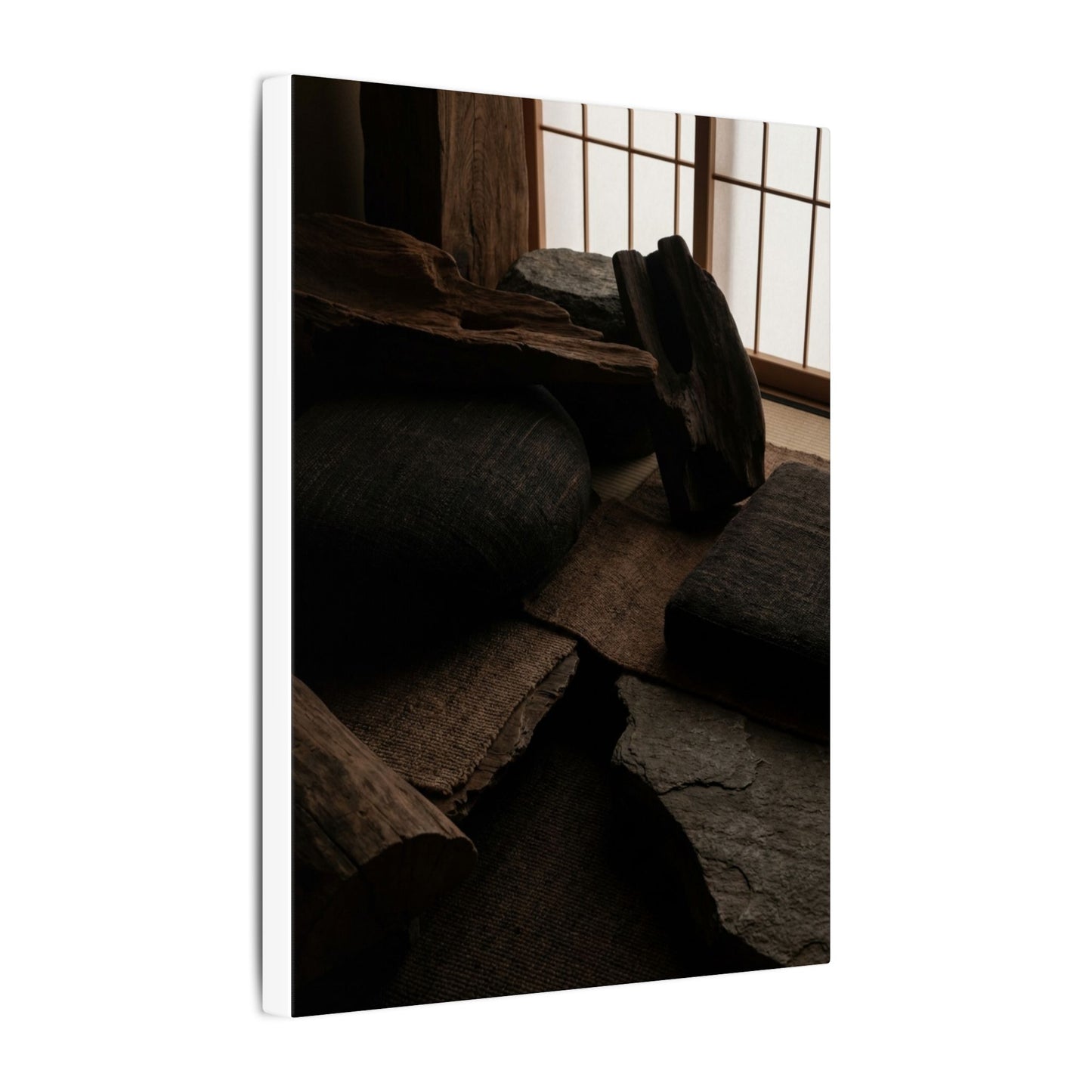 Dark Japandi Shadow Zen Canvas Art