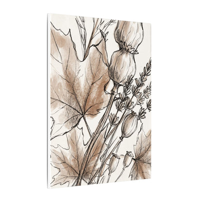 Neutral Dried Flowers Canvas Art - Minimal Line Japandi