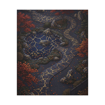 Moonlit Garden Gold Vein Canvas Art | Resilient Kintsugi Art