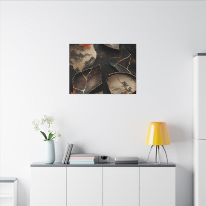Broken Pottery Gold Vein Canvas Art | Philosophical Kintsugi Art