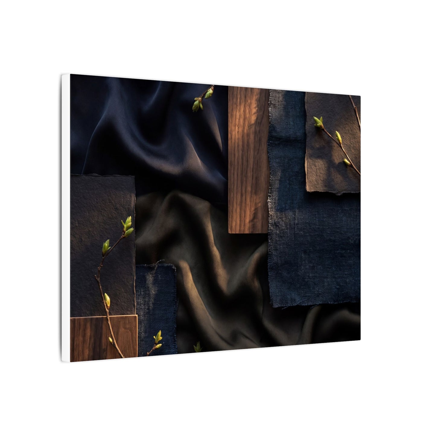 Silk Drape Spring Canvas Art | Dark Japandi Moody Design