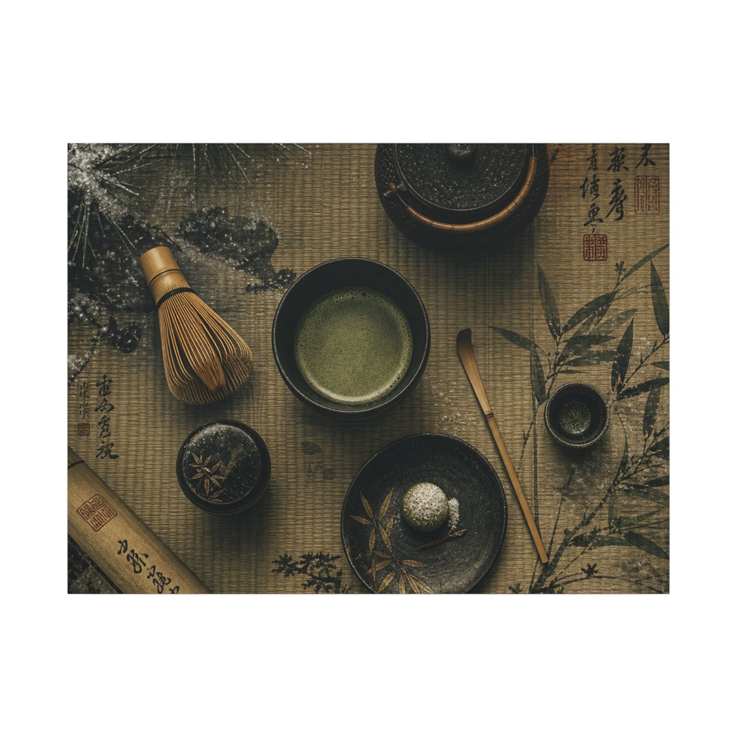 Tea Ceremony Canvas Art | Winter Zen Ukiyo E Inspired Art