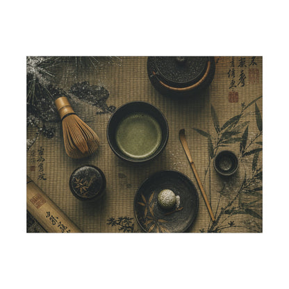 Tea Ceremony Canvas Art | Winter Zen Ukiyo E Inspired Art