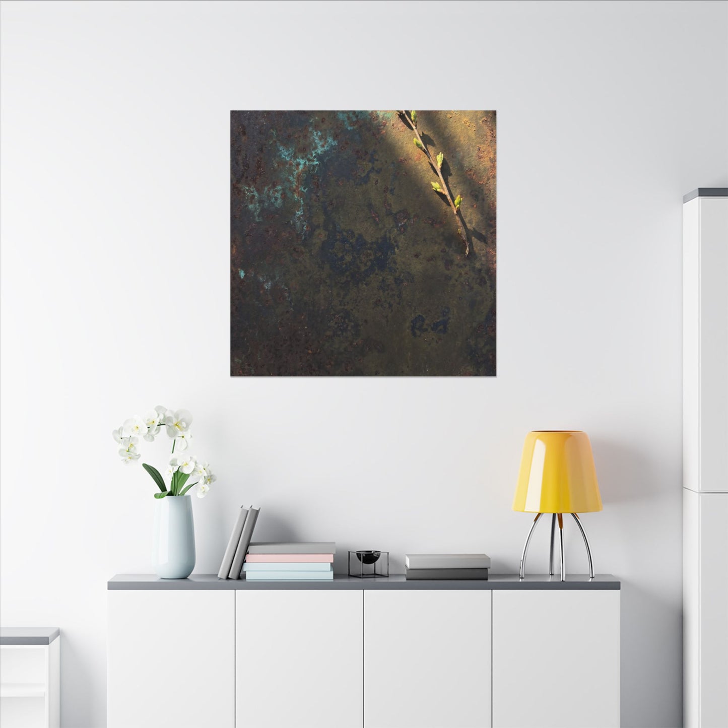 Golden Hour Rust Patina Canvas Art - Dark Japandi Ma