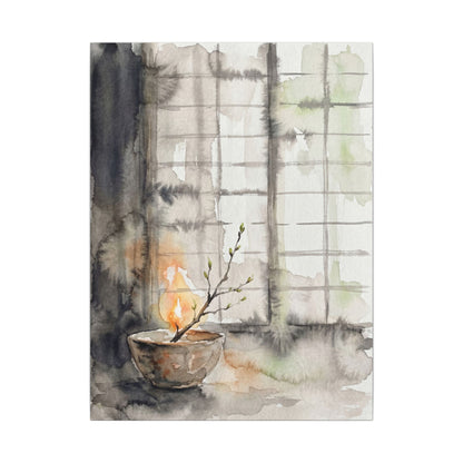 Shoji Screen Canvas Art | Spring Japandi Watercolor Art