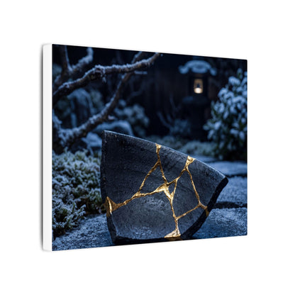 Moonlit Garden Winter Canvas Art | Kintsugi Artful Design