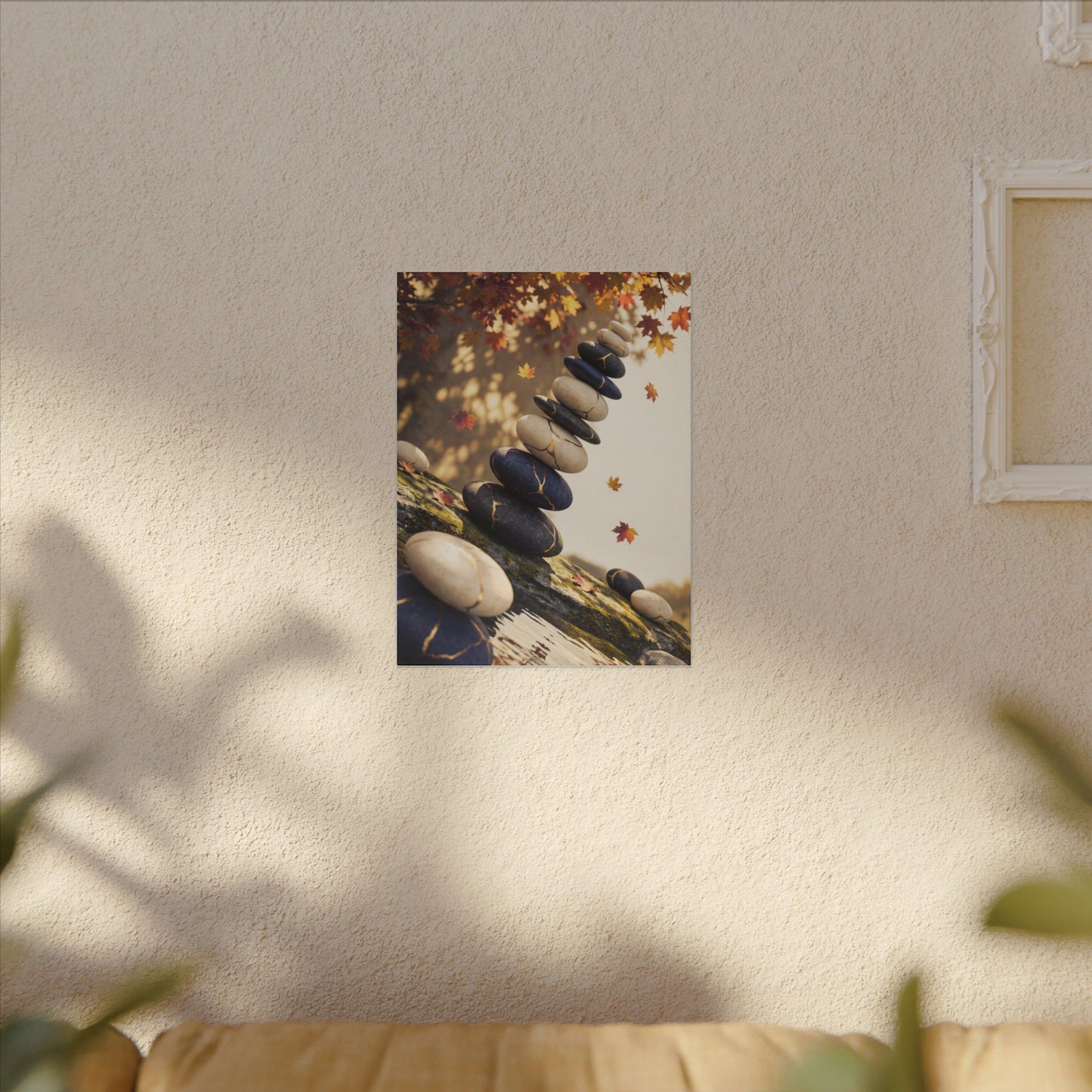 Ma River Stones Canvas Art - Kintsugi Gold Vein