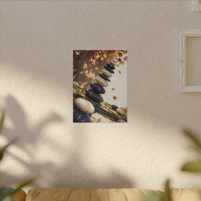 Ma River Stones Canvas Art - Kintsugi Gold Vein