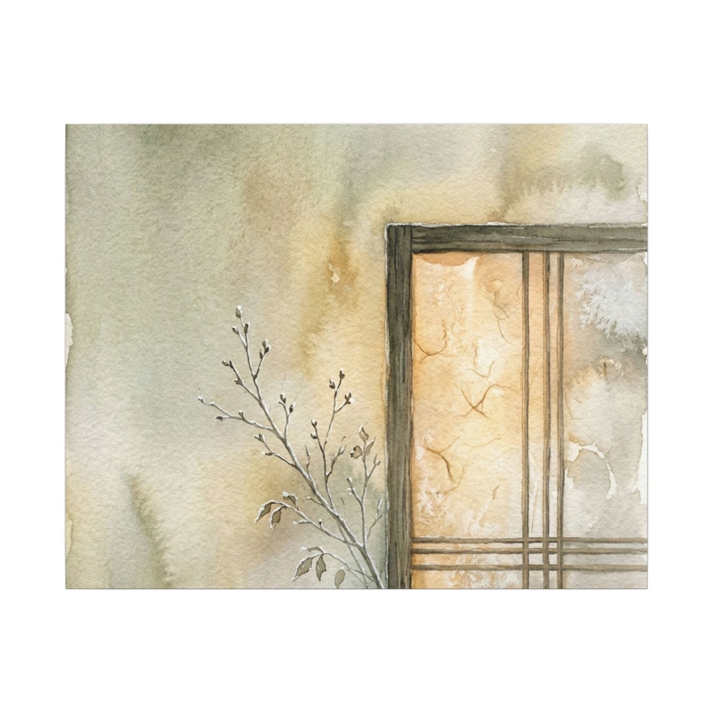 Ma Shoji Screen Canvas Art - Japandi Watercolor