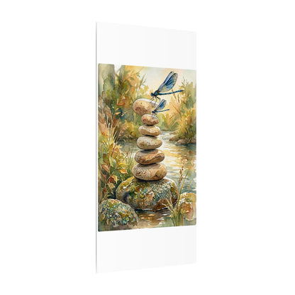 River Stones Summer Canvas Art | Japandi Cozy Design