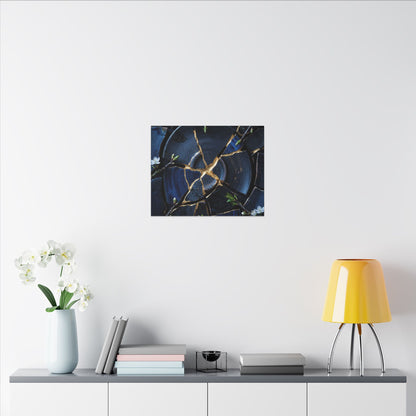 Moonlight Broken Pottery Canvas Art - Kintsugi Fukinsei